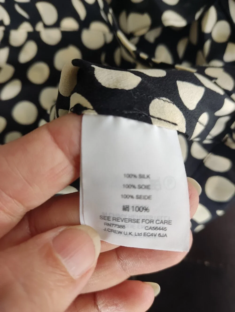J. Crew Black & Ivory Ratti Print Polka Dot Cold-Shoulder Camisole Size 6